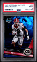 Graded 2023 Bowman U Sapphire Brock Bowers #50 Rookie RC Football Card PSA 9 Mint