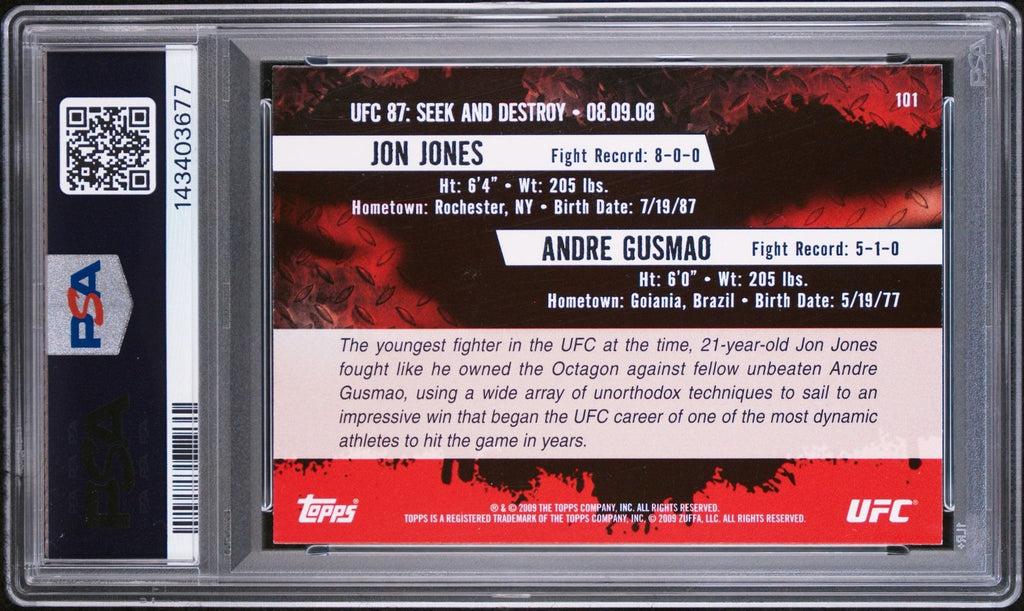 Jon Jones Signed 2009 Topps UFC Seek and Destroy Rookie – PSA 9 AUTO 10