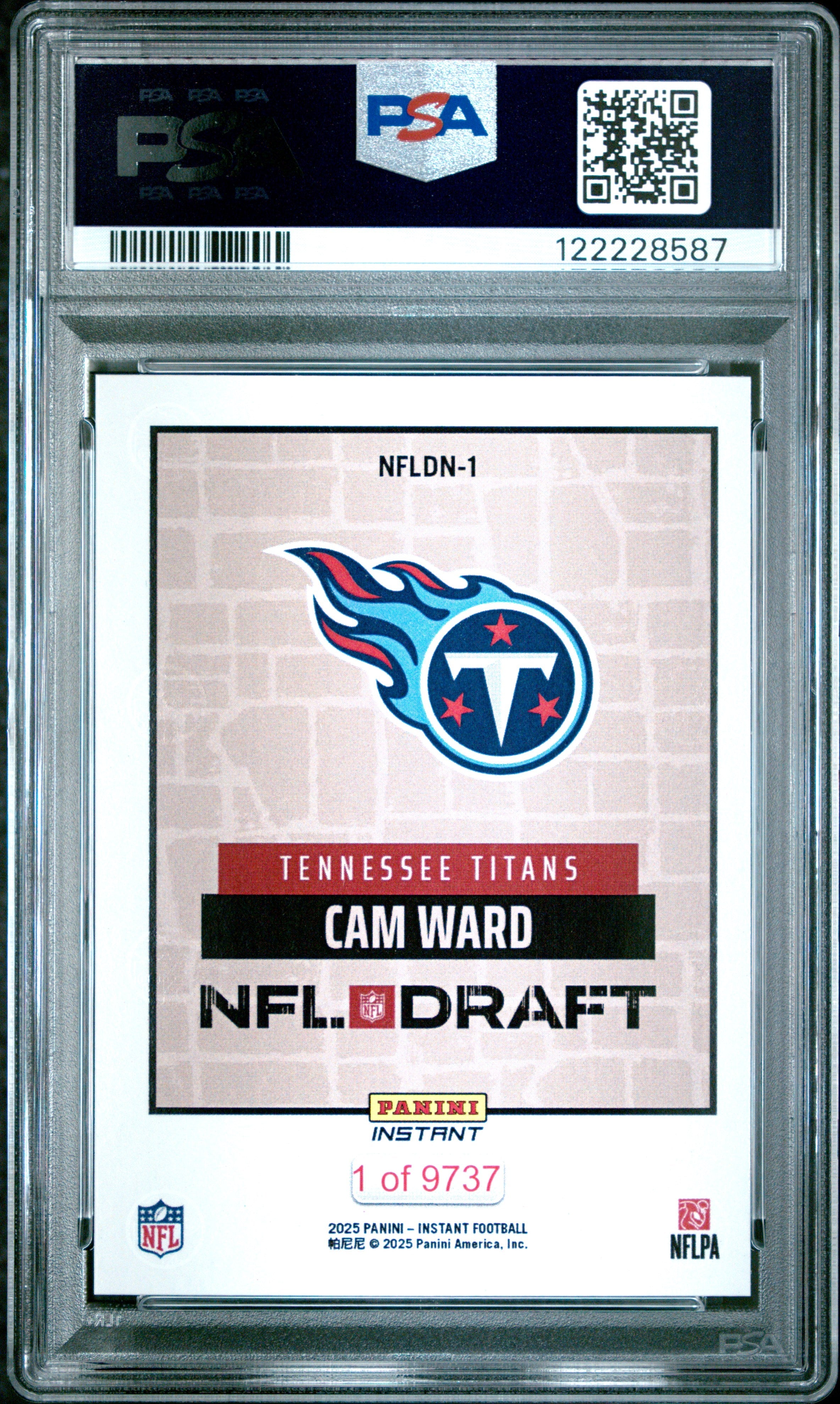 Graded 2025 Panini Instant Cam Ward #NFLDN1 NFL Draft Night Rookie RC Football Card PSA 8 Near Mint