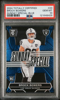 Graded 2024 Panini Totally Certified Brock Bowers #23 Sunday Special Blue /199 Rookie RC Football Card PSA 10 Gem Mint